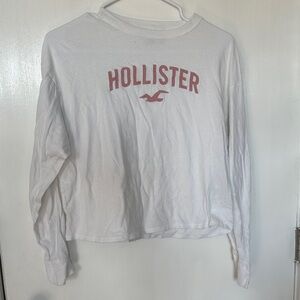 Hollister White Long Sleeve with Pink Logo